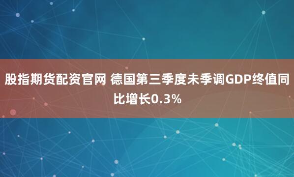 股指期货配资官网 德国第三季度未季调GDP终值同比增长0.3%